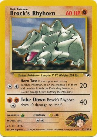 Brock's Rhyhorn (22/132) [Gym Heroes Unlimited] (Display Case)
