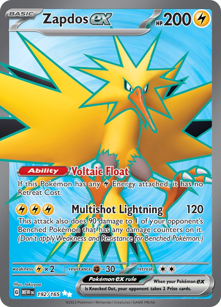Zapdos ex (192/165) [Scarlet & Violet: 151] (Display Case)