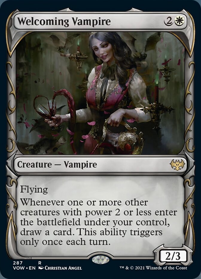 Welcoming Vampire (Showcase Fang Frame) [Innistrad: Crimson Vow] (Display Case)