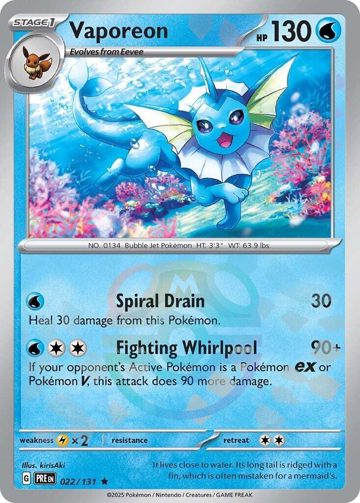 Vaporeon (022/131) (Master Ball Pattern) [Scarlet & Violet: Prismatic Evolutions] (Display Case)
