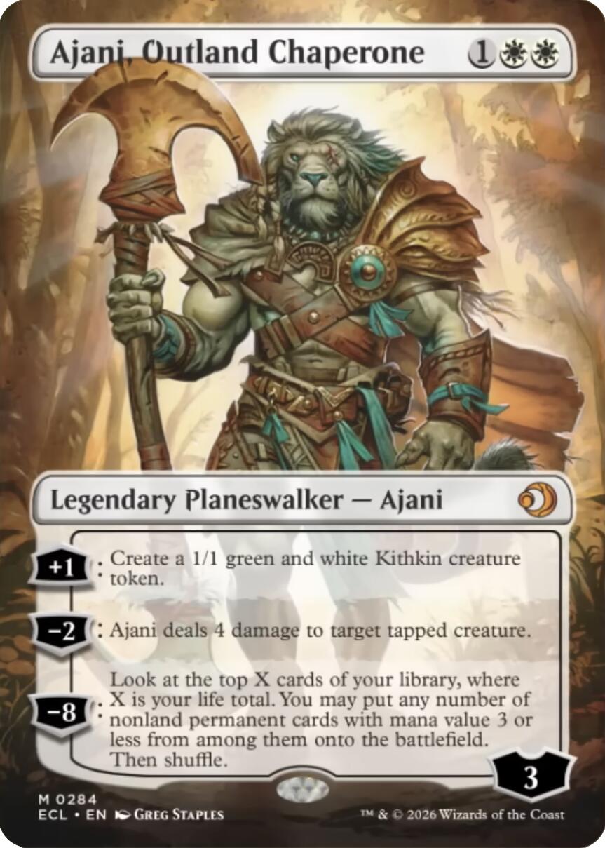Ajani, Outland Chaperone (Borderless) [Lorwyn Eclipsed] (Display Case)