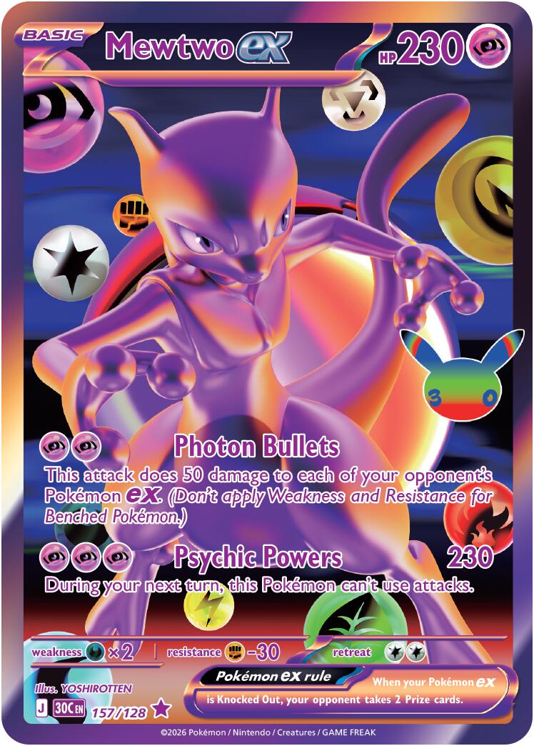 Mewtwo ex (157/128) [Mega Evolution: 30th Celebration] (Display Case)