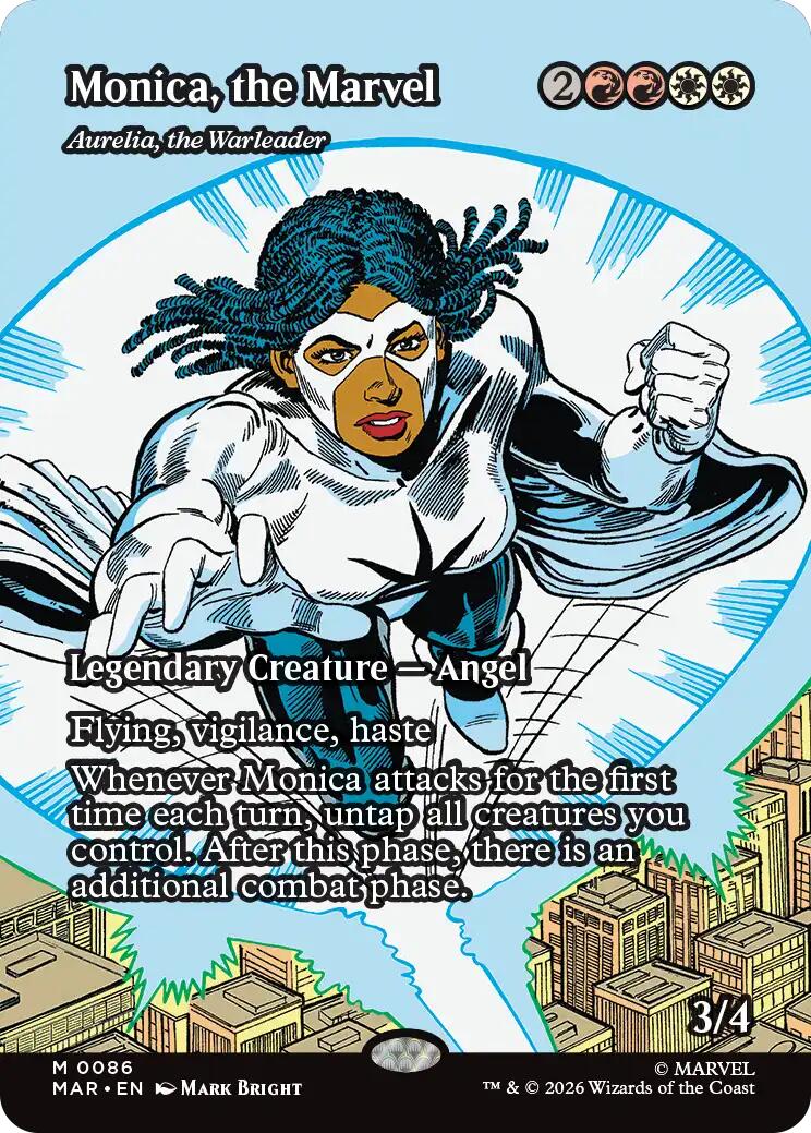 Monica, the Marvel - Aurelia, the Warleader (Borderless) [Marvel Universe: Eternal-Legal] (Display Case)